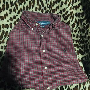 Polo Ralph Lauren Classic Fit Oxford Red Green Gingham Plaid Button 16 34/35